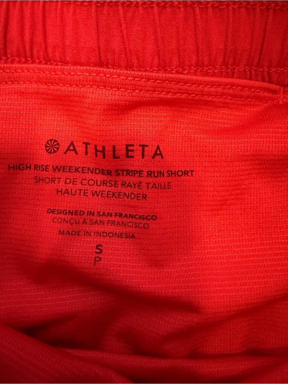 Athleta Bright Red Athletic Shorts with White Trim - Picture 3 of 4